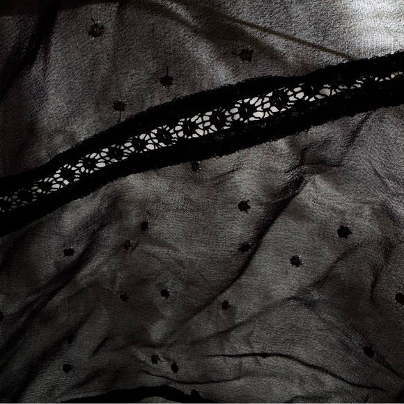 ALLSaints Sheer STAR Embroidered CHIFFON-CREPE Mini DRESS in BLACK Large - Picture 11 of 13